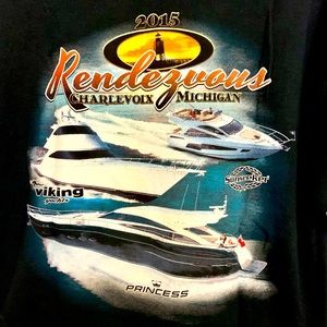 NWOT Men's Hatteras Yacht Rendezvous 2015 T-Shirt Sz XL Black Boat Michigan